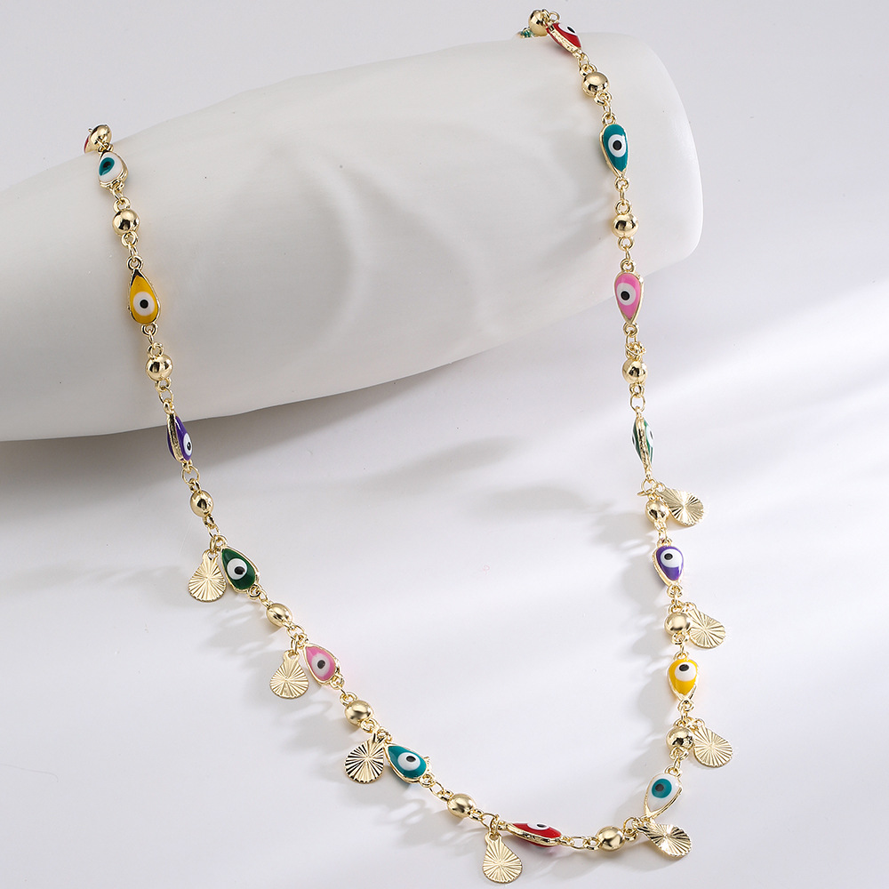 Fashion Devilu0027S Eye Water Droplets Copper Inlay Zircon Pendant Necklace