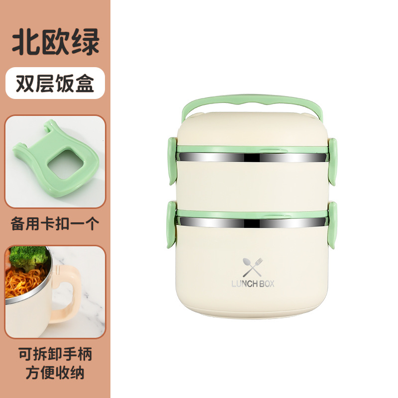 304 caja de almuerzo aislada de acero inoxidable estudiante trabajador de oficina multi-capa sellada conveniente caja de almuerzo aislado cubo olla al por mayor