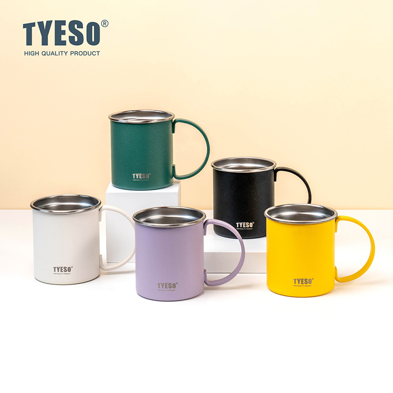Tyeso TYESO 커피 컵 손잡이 차 컵 스테인레스 스틸 보온병 컵 대용량 오피스 머그잔 정품