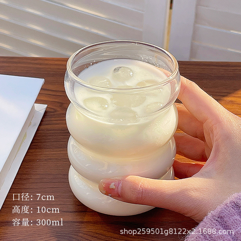 vidrio de alto silicio transparente grosado taza de una sola capa simple taza de oruga doméstica taza de bebida de jugo resistente a altas temperaturas taza de agua potable