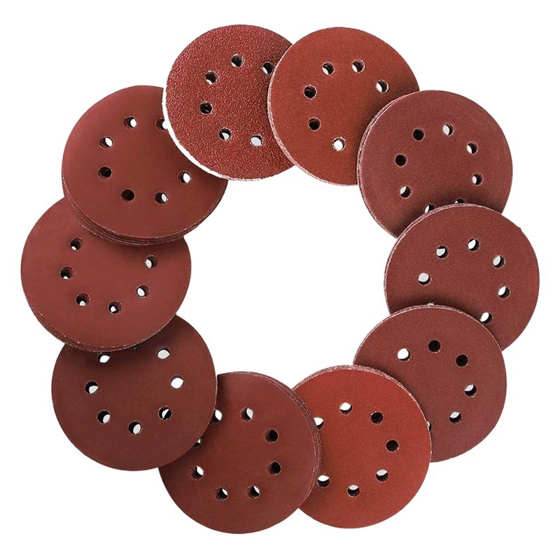 Трансграничные взрывчатые изделия 5 дюймов 8 отверстий наждачная бумага, флис, матовая бумага, наждачный песок, красный песок 125 мм глинозем, комбинированный набор Amazon