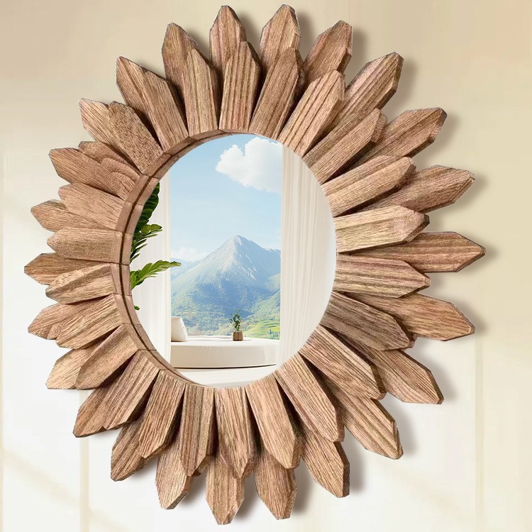 Espejo retro transfronterizo decorativo de estilo rústico vestidor colgante de pared espejo de viento occidental flor de pared belleza