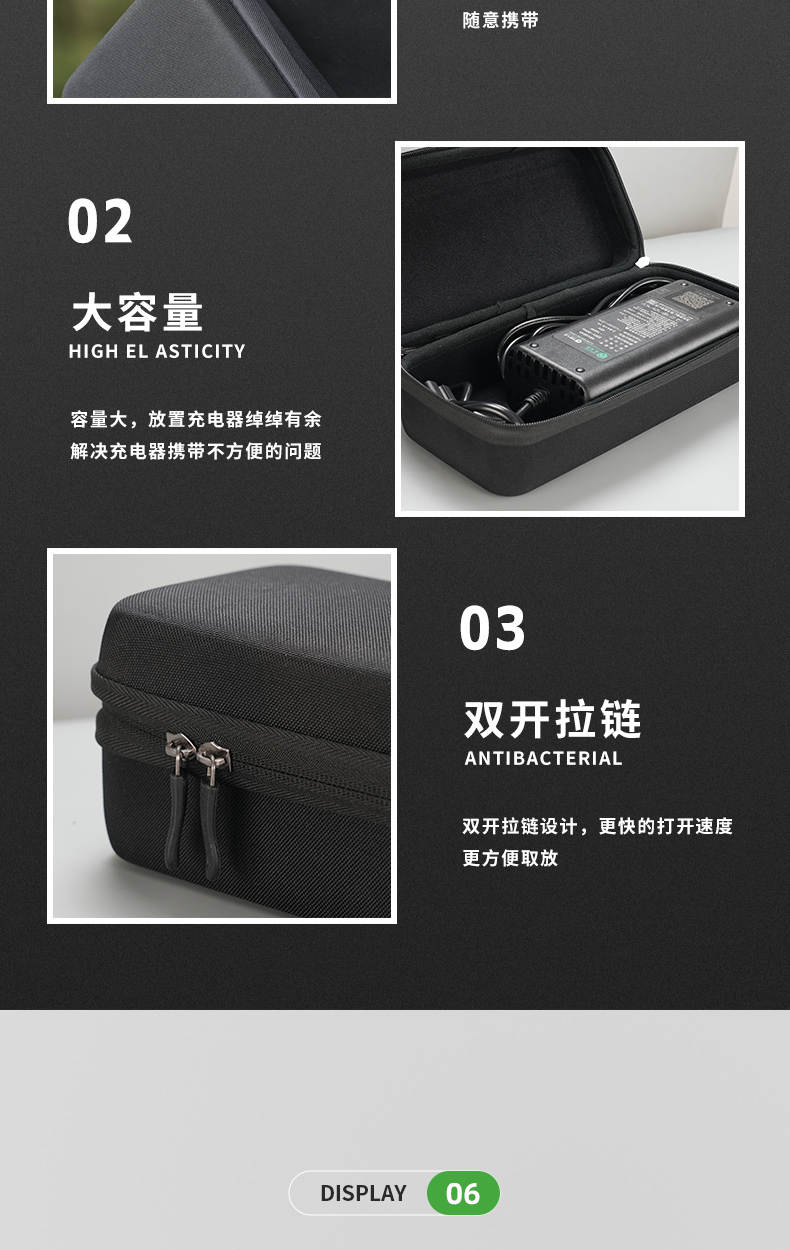 Suitable for Mavericks Yadi Emma Electric Vehicle Charger Protective Bag Cosmetics Bag Battery Hard Shell Bag Shockproof Universal