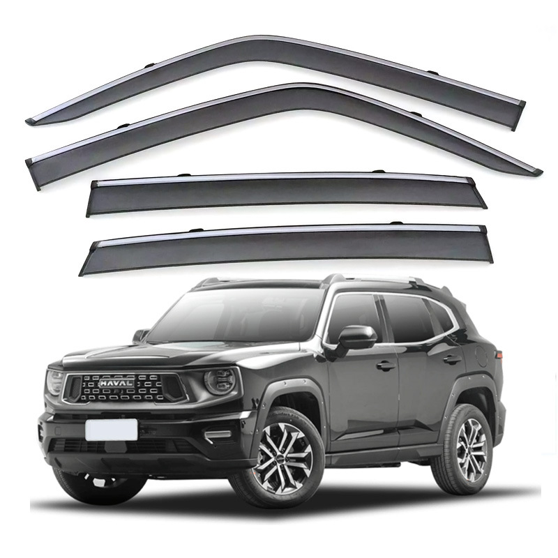 Haval Window Visors for Haval Dargo Second Generation, Rain Eyebrow Accessories (Rain shield) - 2023-haval-dargo-second-generation-injection-molded-with-chrome-trim