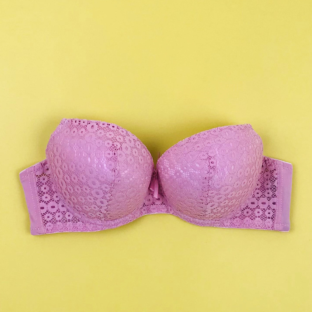 Women's large size bra wih seel rings gahered o preven sagging, high aesheic value lace cup face sexy lingerie_voghion.com