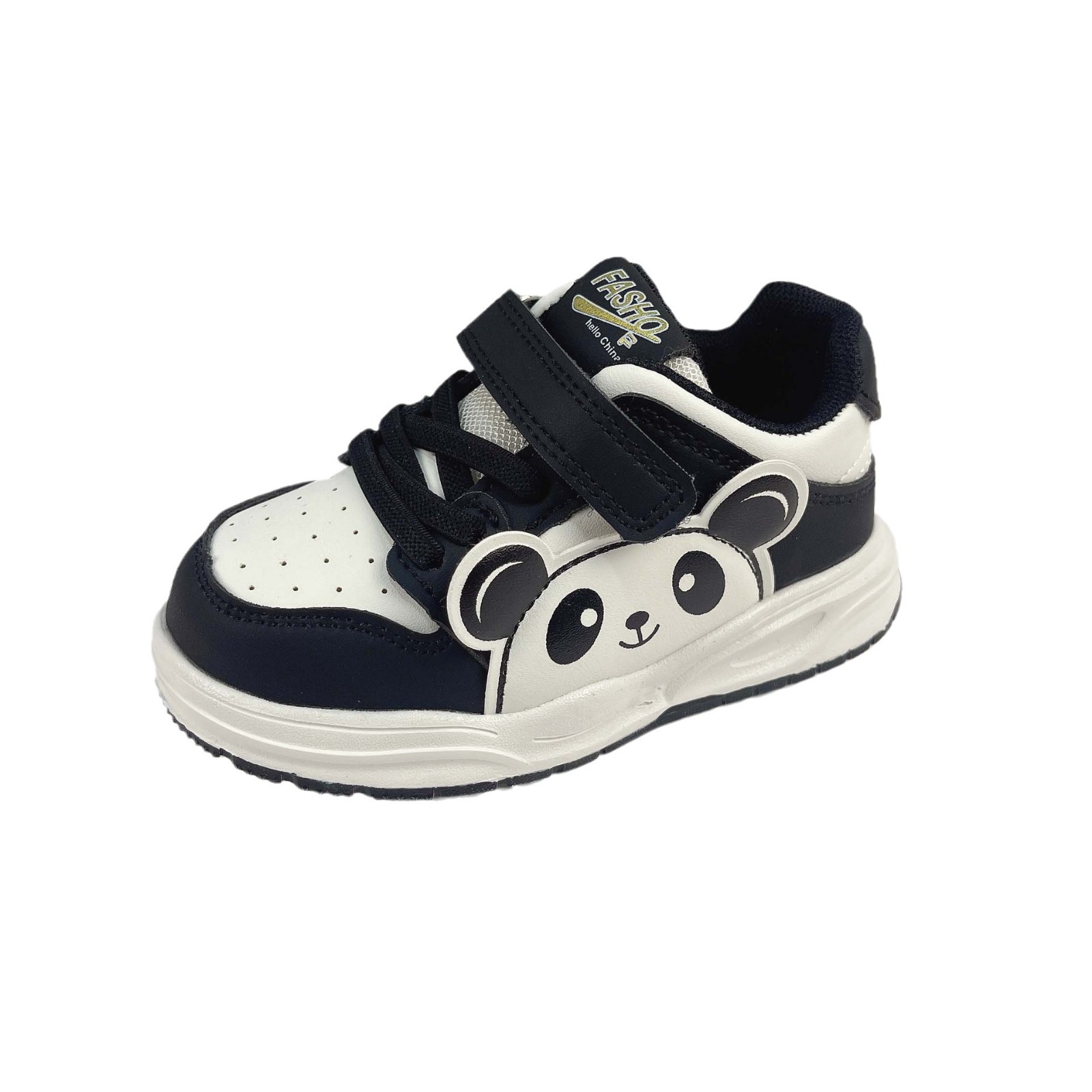 2024 Spring New Children's Shoes Wholesale for Boys Leather Velcro AJ Board Shoes for Girls Korean Cartoon Panda Shoes