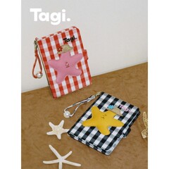Tagi. 《塔皮星》想象海滩小花珍珠彩色格纹手提链条护照夹