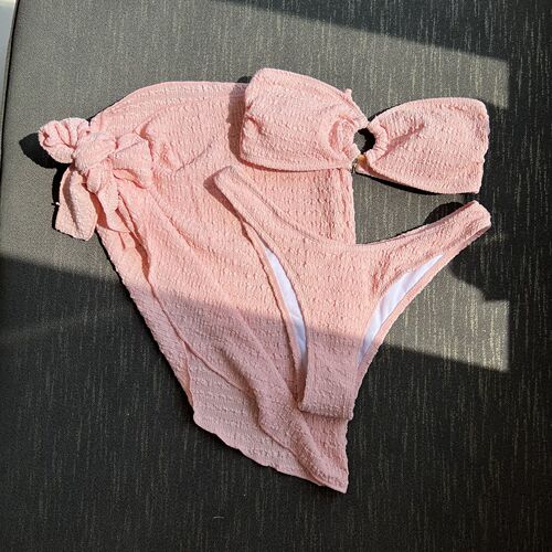  European and American new textured cloth bandeau three-piece swimsuit swimsuit bikini bikini cross-border Amazon