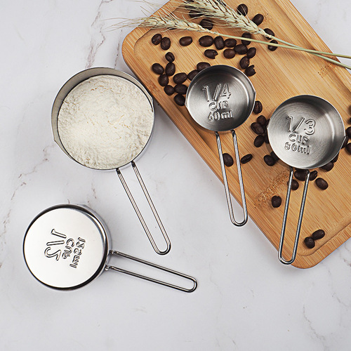 Nordic style 8-piece set of stainless steel rose gold measuring spoons and measuring cup set baking tools copper-plated measuring spoons