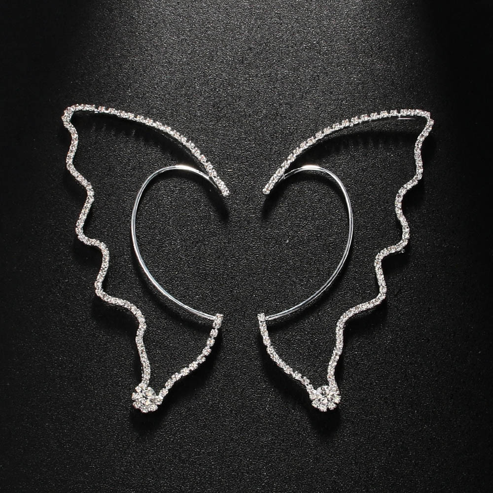 Women's Gender Plating, Inlay Design 1 Pair Shiny Butterfly Plating Inlay Copper Rhinestones Ear Cuffs