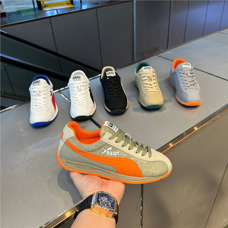 Men's Shoes Spring and Autumn Trendy Brand Casual Leather and Fabric Lightweight Sneakers Fashion Versatile Internet Celebrity 2024 New Model