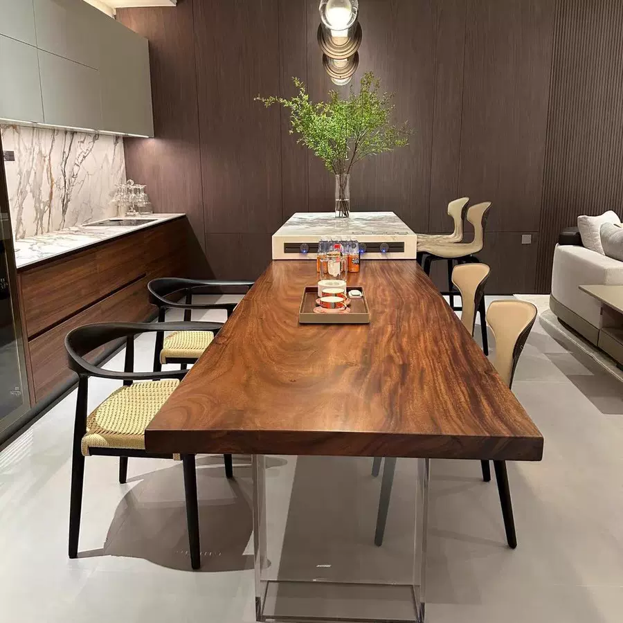 南美胡桃木实木大板茶桌阳台客厅茶几老板办公室泡茶台商用会议桌