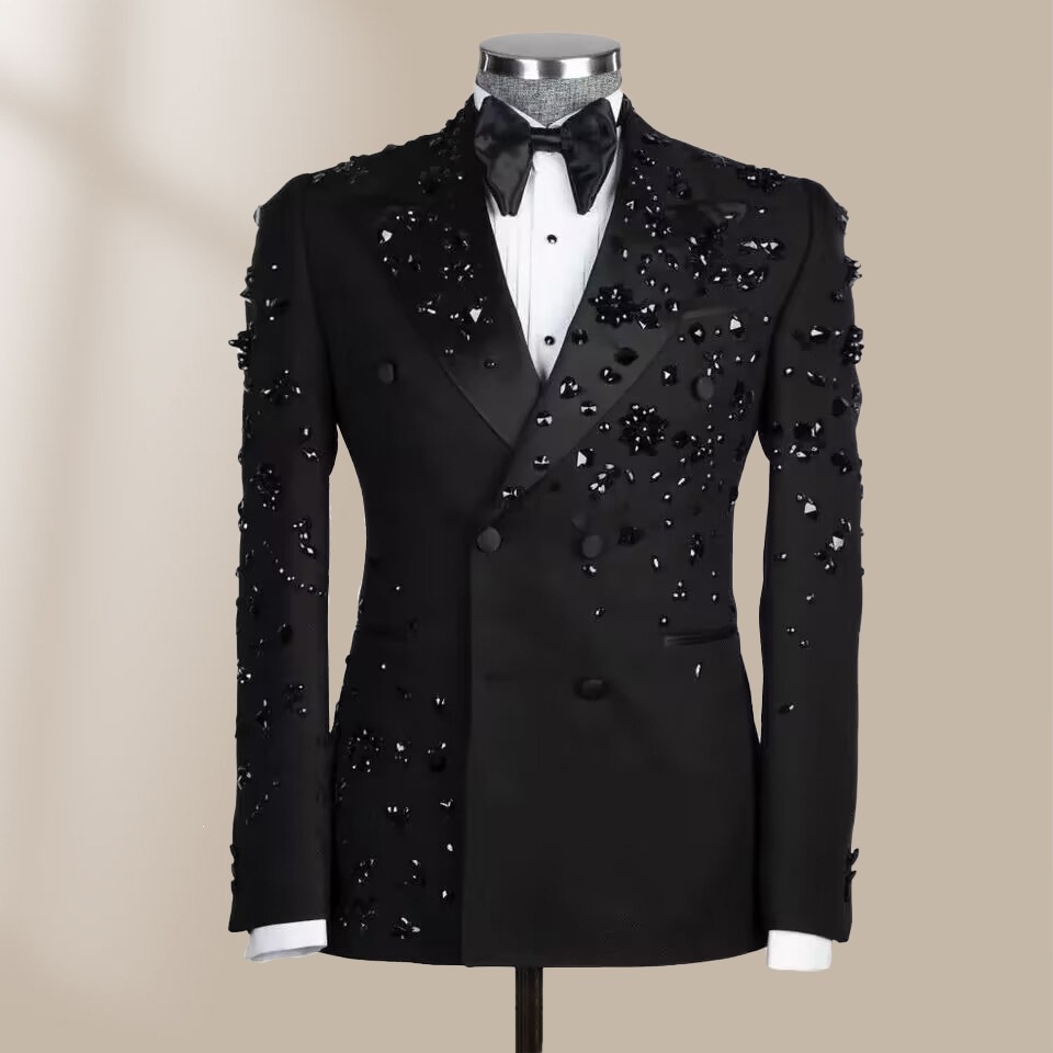 Luxury Slim Fit Men's Suit Set Style Performance Costume Stage Hosting Light Weight 25 Year New_voghion.com