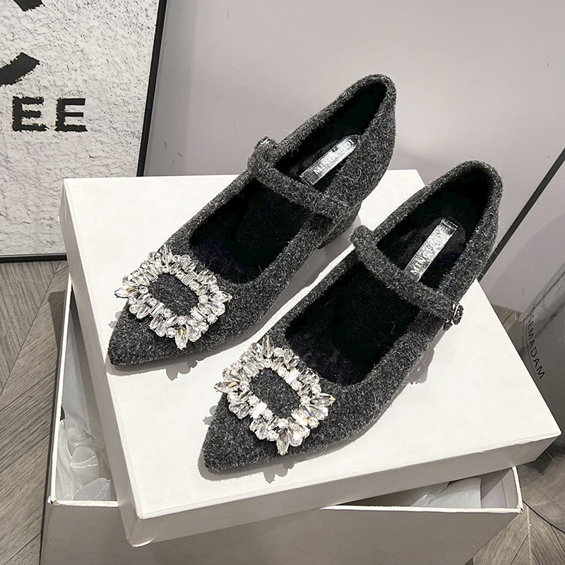 2025 nuevos zapatos de mujer de diamante francés con tacones de terciopelo super altos zapatos de terciopelo de mujer tacones gruesos rojos red tamaño pequeño 33 image 8