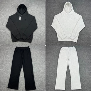 6PM LOGO Embroidered Letters Hip Hop fleece-lined Pullover Hooded Sweatshirt Long Sweatpants Men's Trendy Sports suit Coat Trendy