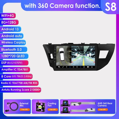 Suitable for 14-16 Toyota | DVD Navigation - with-360-camera-8128g-wifi4g-lte-version-7862-carplay-eight-core-10inch-suitable-for-14-16-toyota-corolla-corolla