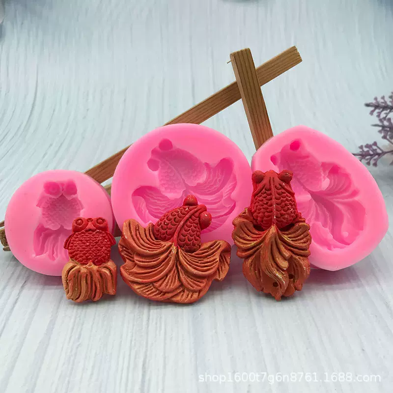 小金鱼硅胶模具鲤鱼蛋糕巧克力装饰翻糖工具生日祝寿蛋糕硅胶模具