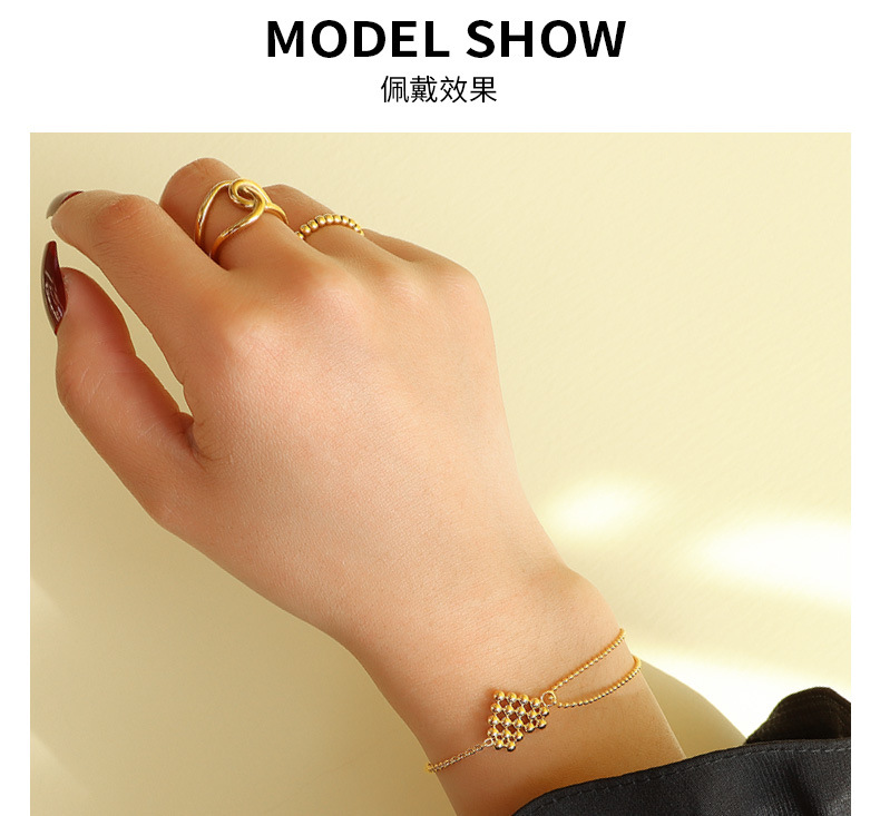304 Stainless Steel Pendant Material PVD Coated Real Gold Plated 18K Gold Heart 304 Stainless Steel Fashion Waterproof Non Tarnish 304 Stainless Steel Bracelets