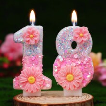 跨境亚马逊TEMU希音TK高端烘焙双色花朵数字生日派对蜡烛蛋糕装