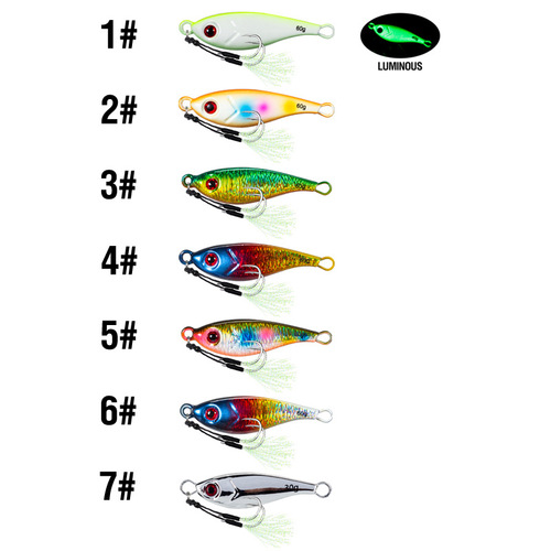 Long-range cast, slow-shaking iron plate, luminous big-head lead fish, double hook, shore cast, sea fishing, fake bait, lure bait, cross-border bait