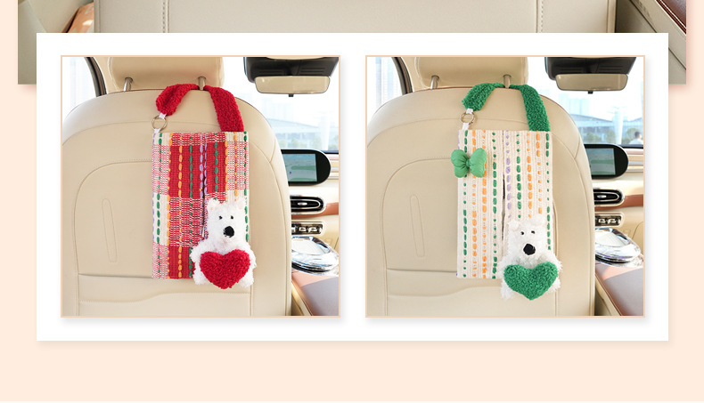 New Car Tissue Box Cartoon Style Car Seat Back Hanging Tissue Box Original Dopamine Car Tissue Hanging Bag