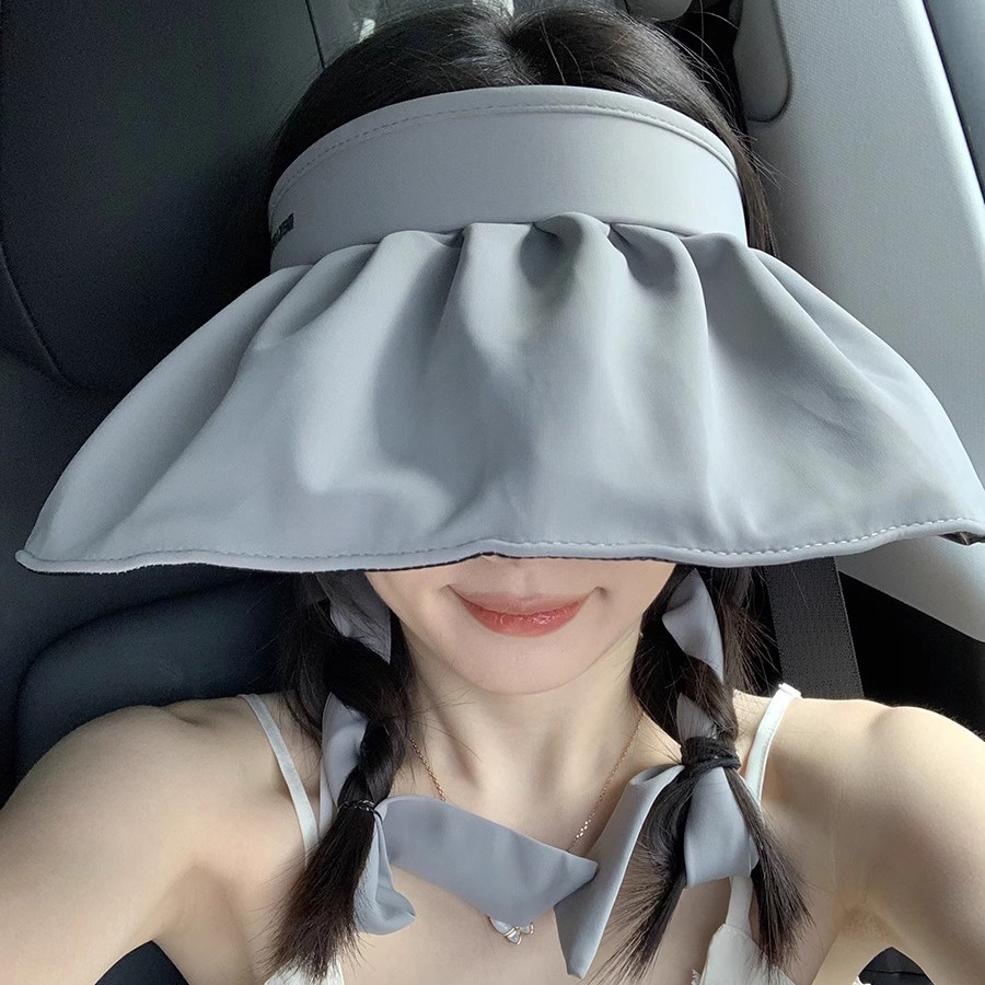 (2개) 여름 통기성 햇빛 반대로 자외선 공기 탑 모자 여성의 야외 여행 및 승마 태양 모자 접이식 쉘 모자