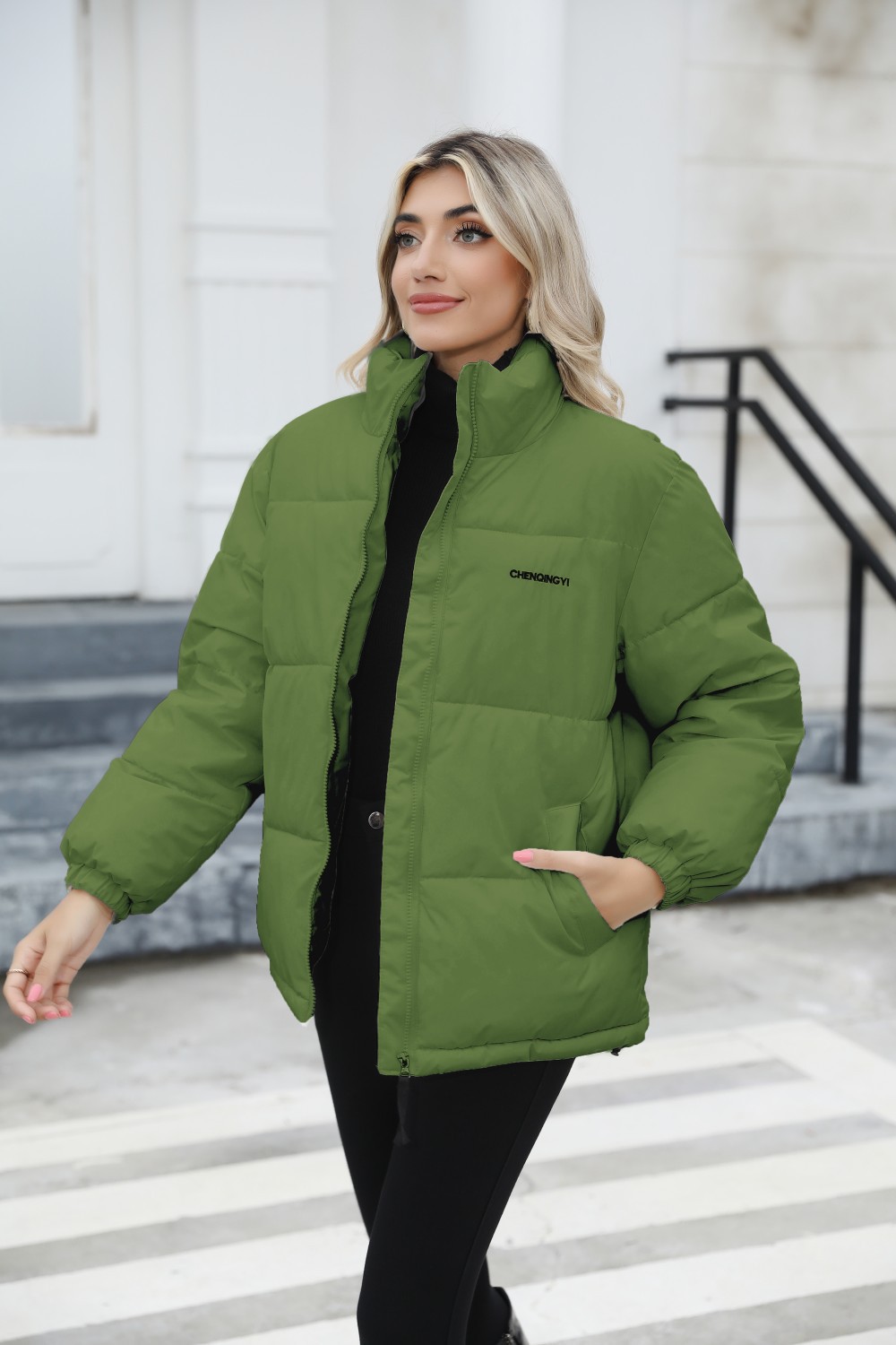 Women's Coat High Collar Winter Cotton Jacket For Women_voghion.com