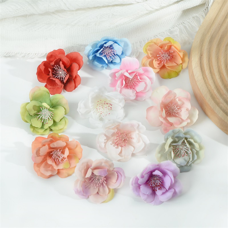 W Ancient Style Camellia Artificial Flowers DIY Handmade Photography Props Hair Accessories Hanfu Headwear Super Fairy Decorative Flower Headpiece