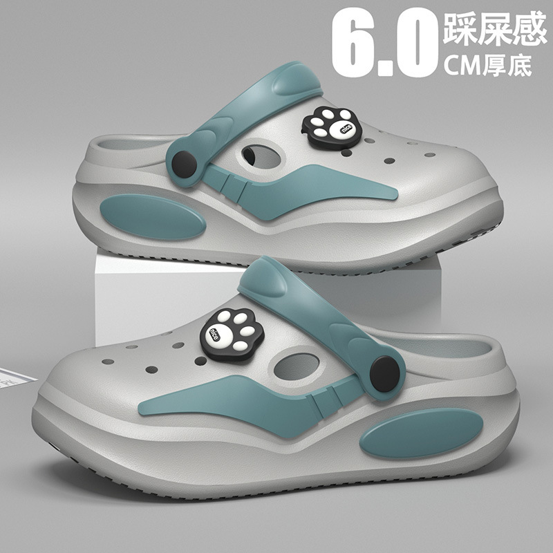 Summer Men's Baotou Clogs, Wear-Resistant Outer Wear, Breathable, Non-Slip, Casual Soft-Soled, Men's Sandals, Ultra-Light