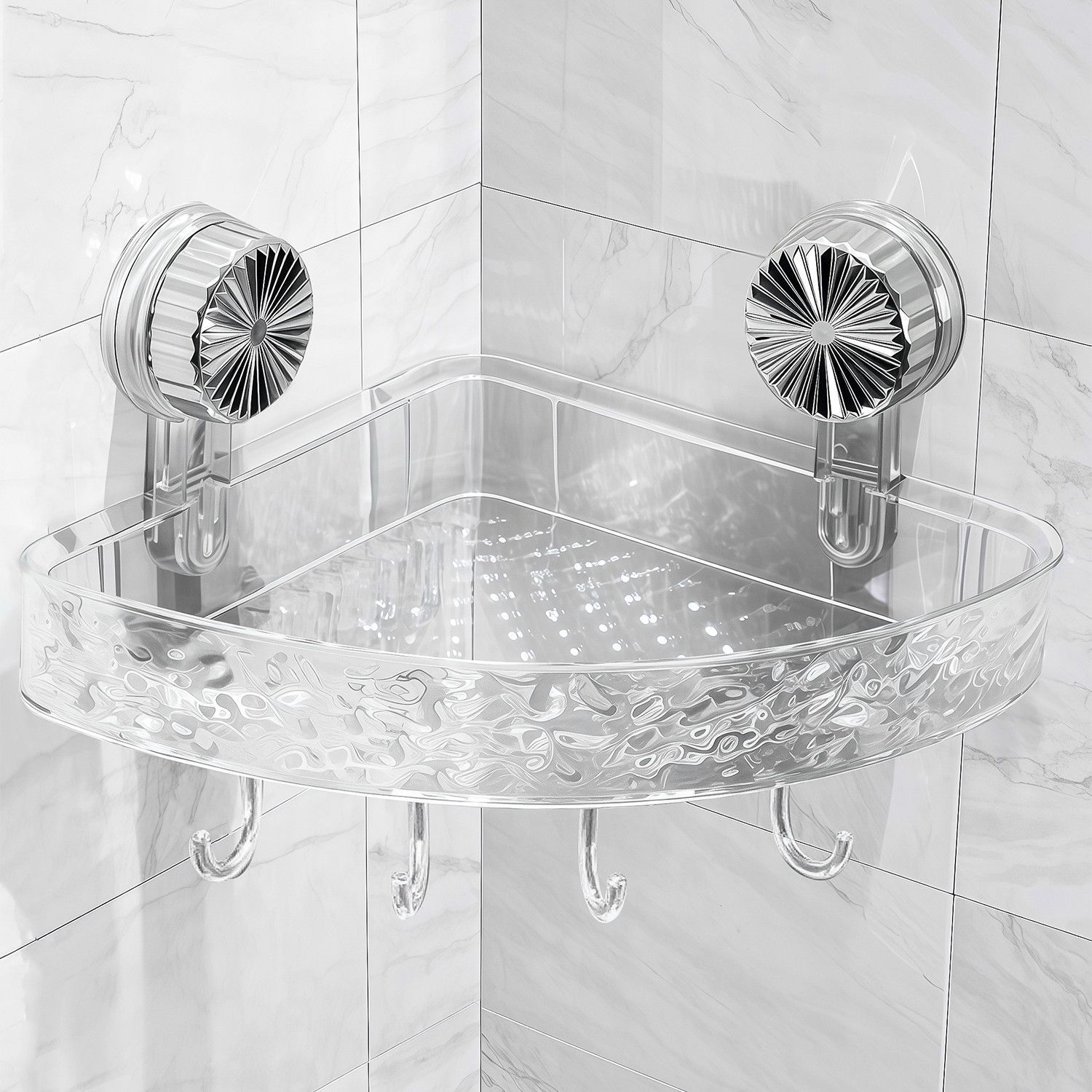 Estante de ventosa corrugado de agua Estante de almacenamiento extraíble triangular Estante de almacenamiento de pared para baño sin perforación