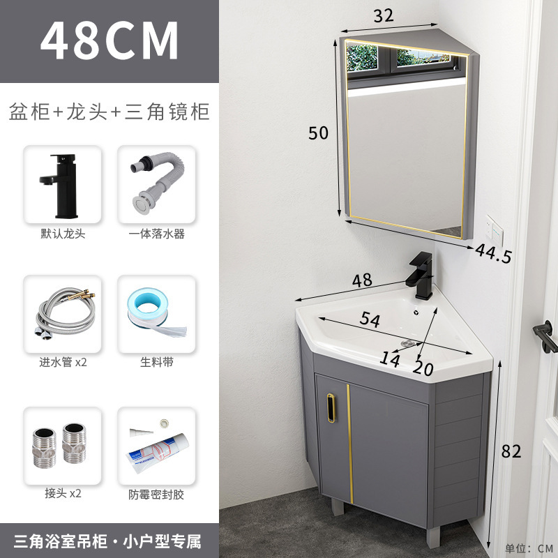 Piso lavabo gabinete combinación pequeño apartamento baño triángulo mesa de lavado esquina lavabo piscina