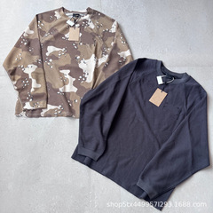 S塗25ssアメリカ式レトロ砂漠シリーズワッフルニット丸首スウェットゆったり長袖tシャツ男女同モデル