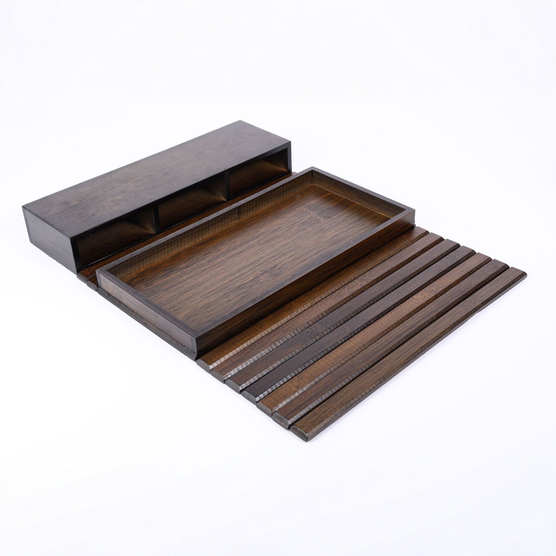 Transfronterizos para sofá de bambú y madera reposabrazos bandeja plegable perezoso con ranura lateral reposabrazos sofá bandeja de almacenamiento de artículos diversos