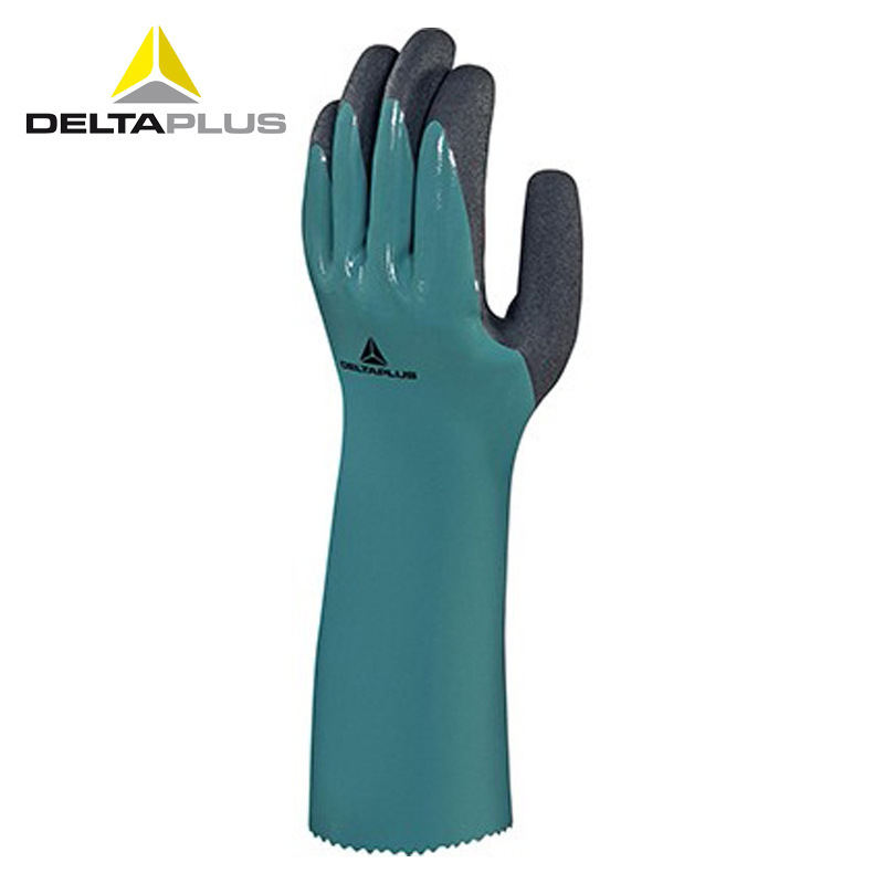 代尔塔 201835 双层加厚掌部发泡丁腈涂层防化手套 石油化工行业