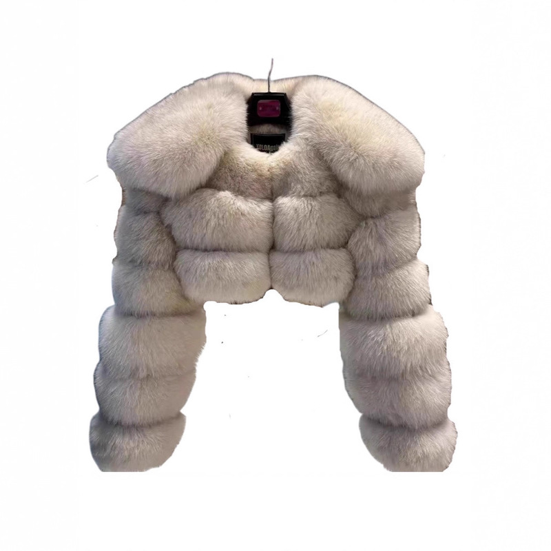 Cross-Border European and American New Fur Outwear Imitation Fox Fur Outwear Jacket Lapel Short Warm Winter Outwear