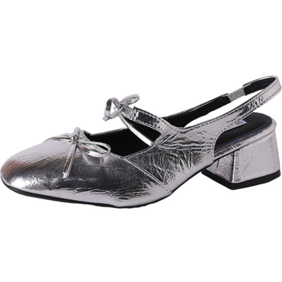 silver Toe Sandals Women's 2024 Summer New French Style Beautiful Fairy Style Late Evening Elegant High Heeled Empty Shoes