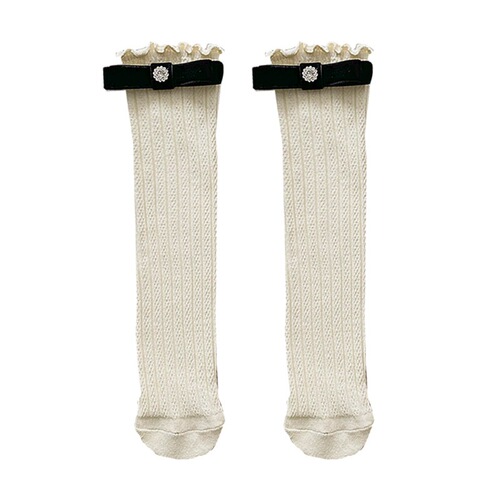 Spring and summer flocked bow hollow mesh socks for women Japanese fungus heap socks Mary Jane socks for women