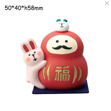 日本式雑貨ゼカ新年うさぎ家庭猫樹脂かわいい置物プレゼントミニチュア撮影シーン