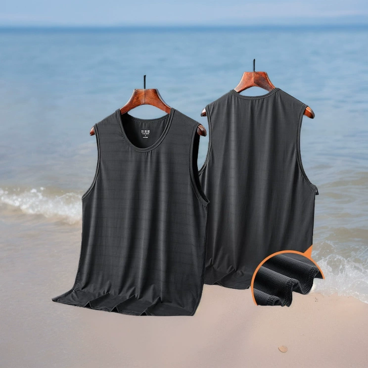 Пользовательский шелковый жилет мужской летний ультра-легкий воздухопроницаемый спортивный быстрый сухой топ бег фитнес футболка без рукавов
