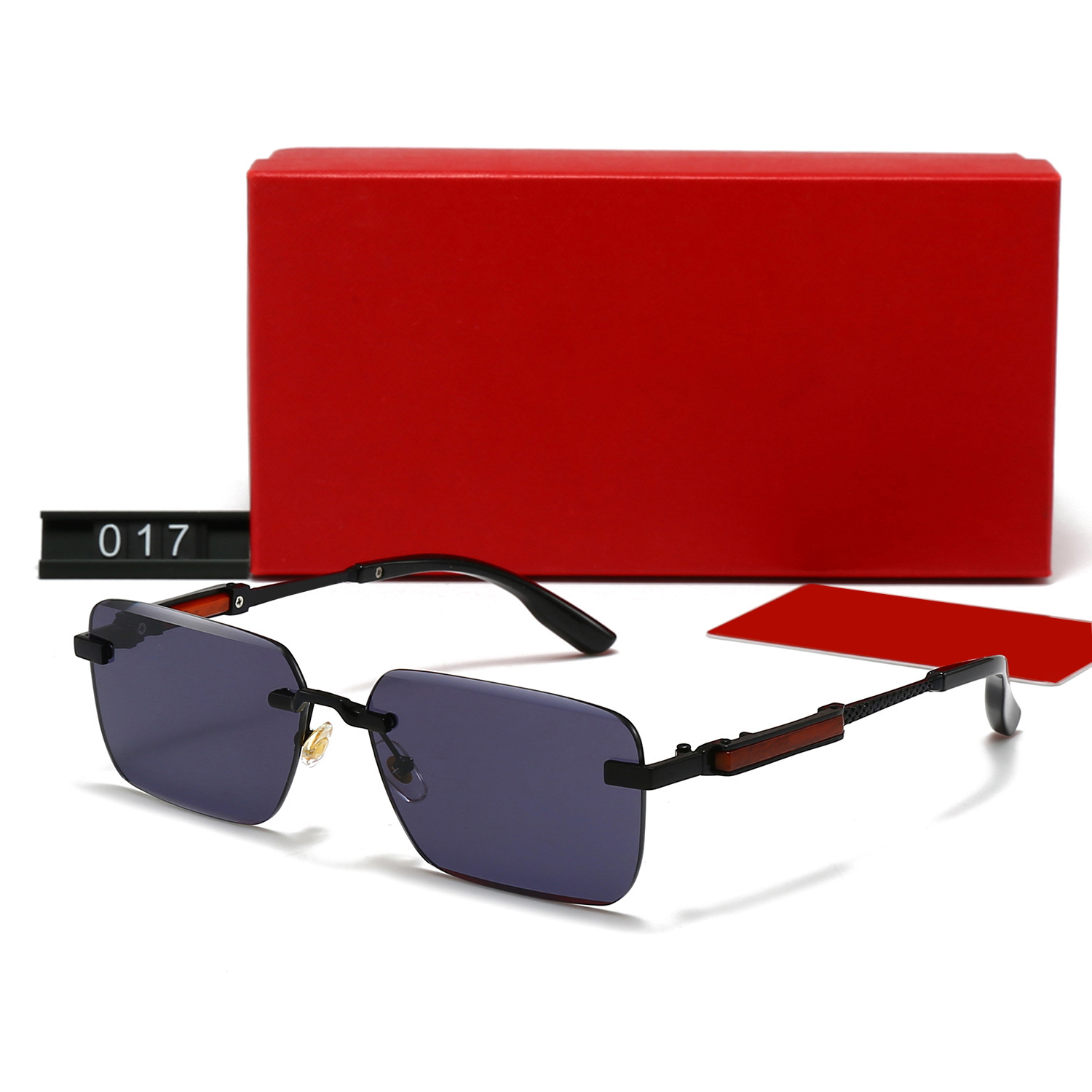 Other Square-Frame Rimless Metal Sunglasses Black Purple (017)