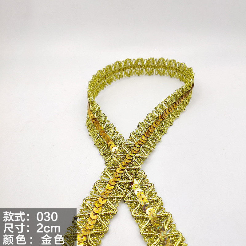 Colorido encaje de oro y plata perlas de triángulo de seda al por mayor de oro y plata cebolla diente borde DIY rendimiento accesorios de ropa estilo étnico cinta