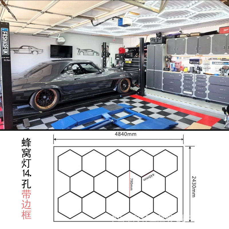 Lámpara de panal transfronteriza 110v lavado de coches lámpara de estación de trabajo led taller de reparación de maquinaria techo luz solar de automóviles lámpara de estación de belleza