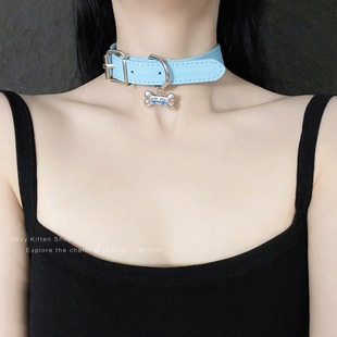 Sweet cool cute bone collar couple personality choker hot girl Asian culture collar neck strap punk puppy necklace