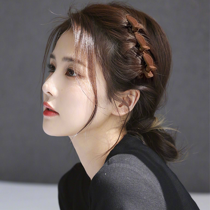 Plantas de cabello de princesa trenzada de cabello de artefacto de cabello de mujer lateral de cabello de cabello de mar de cabello de Año Nuevo tarjeta de cabello 2024 nuevo