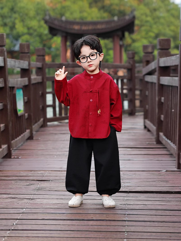 男童汉服春唐装春秋装男孩改良古装表演服日常国学可机洗耐磨透气|undefined