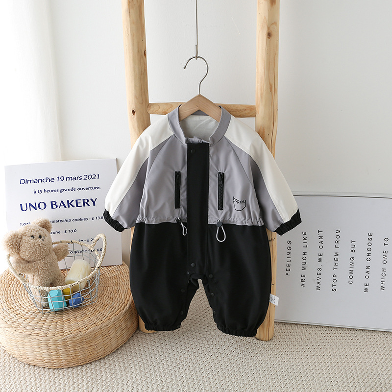 Spring and Autumn Baby Romper Fashion Korean Style Baby Fisherman Pants Hooded Outwear Infant and Toddler Rain Suit 