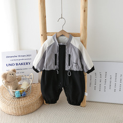 Spring and Autumn Baby Romper Fashion Korean Style Baby Fisherman Pants Hooded Outwear Infant and Toddler Rain Suit 