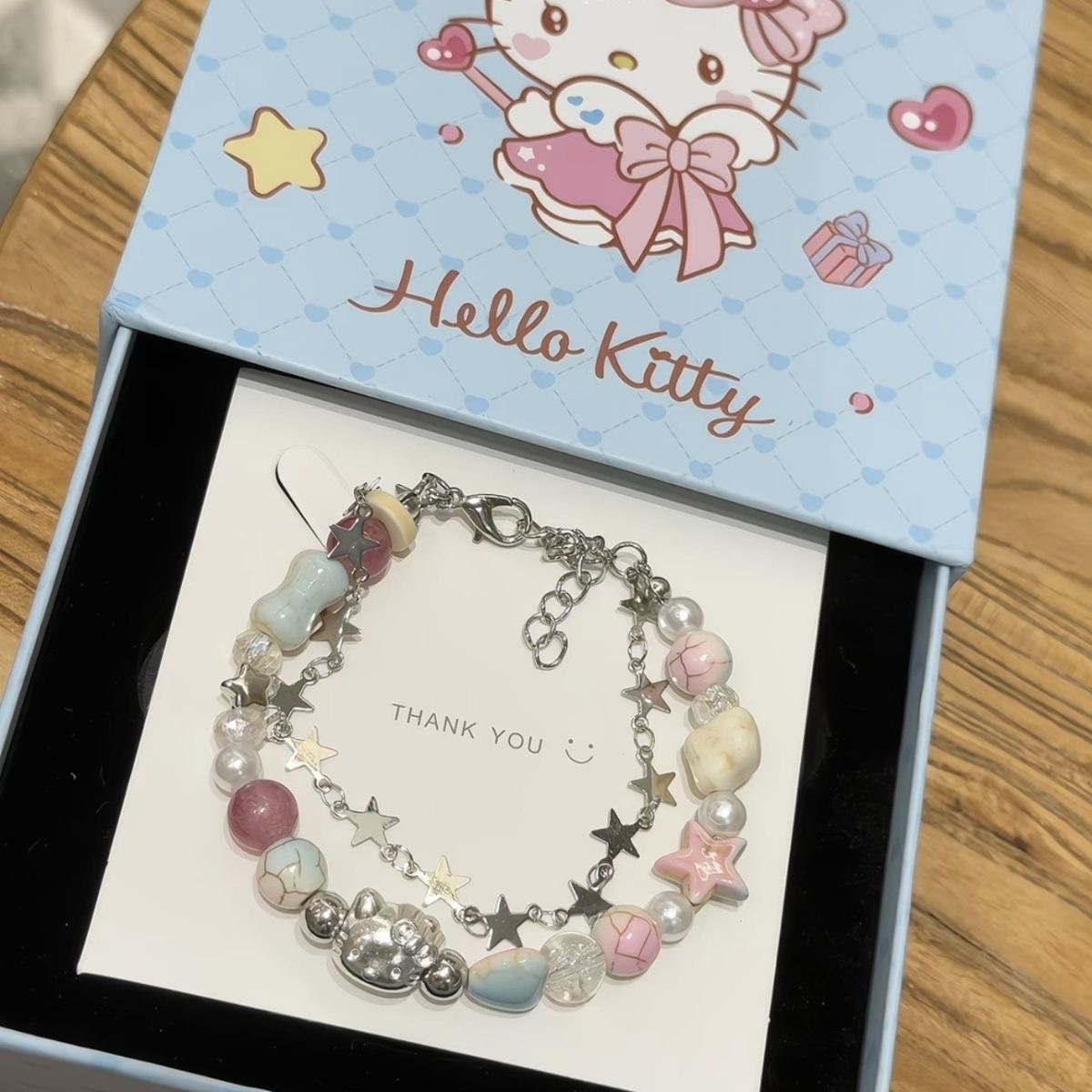 Kt Cat 2024 Dopamine Original Cream Fresh Star Bracelet Ins Niche Girl's Best Friend Sweet Beaded
