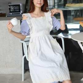 7YX批发姜妍橄榄绿棉麻厨房做饭腰防水烘焙美甲无袖围裙花艺工作