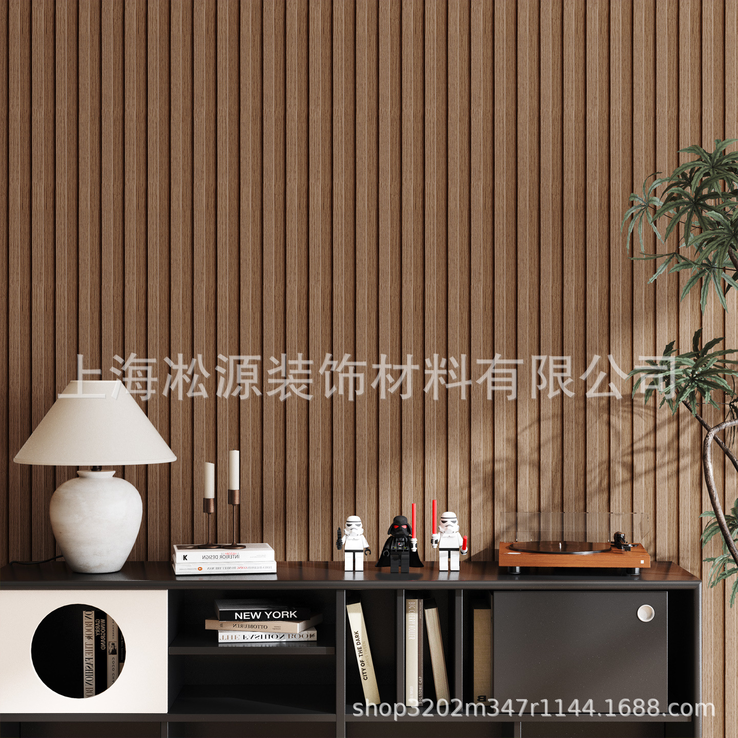 Diseño de pared de comercio exterior transfronterizo autoadhesivo imitación de madera de rejilla antihumedad dormitorio sala de estar pared de fondo pegatinas autoadhesivas